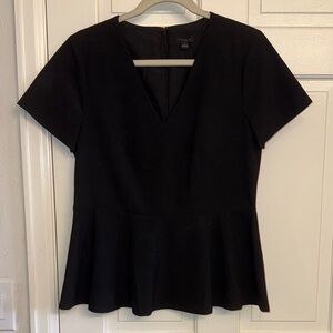 Ann Taylor Factory Black V-Neck Peplum Blouse